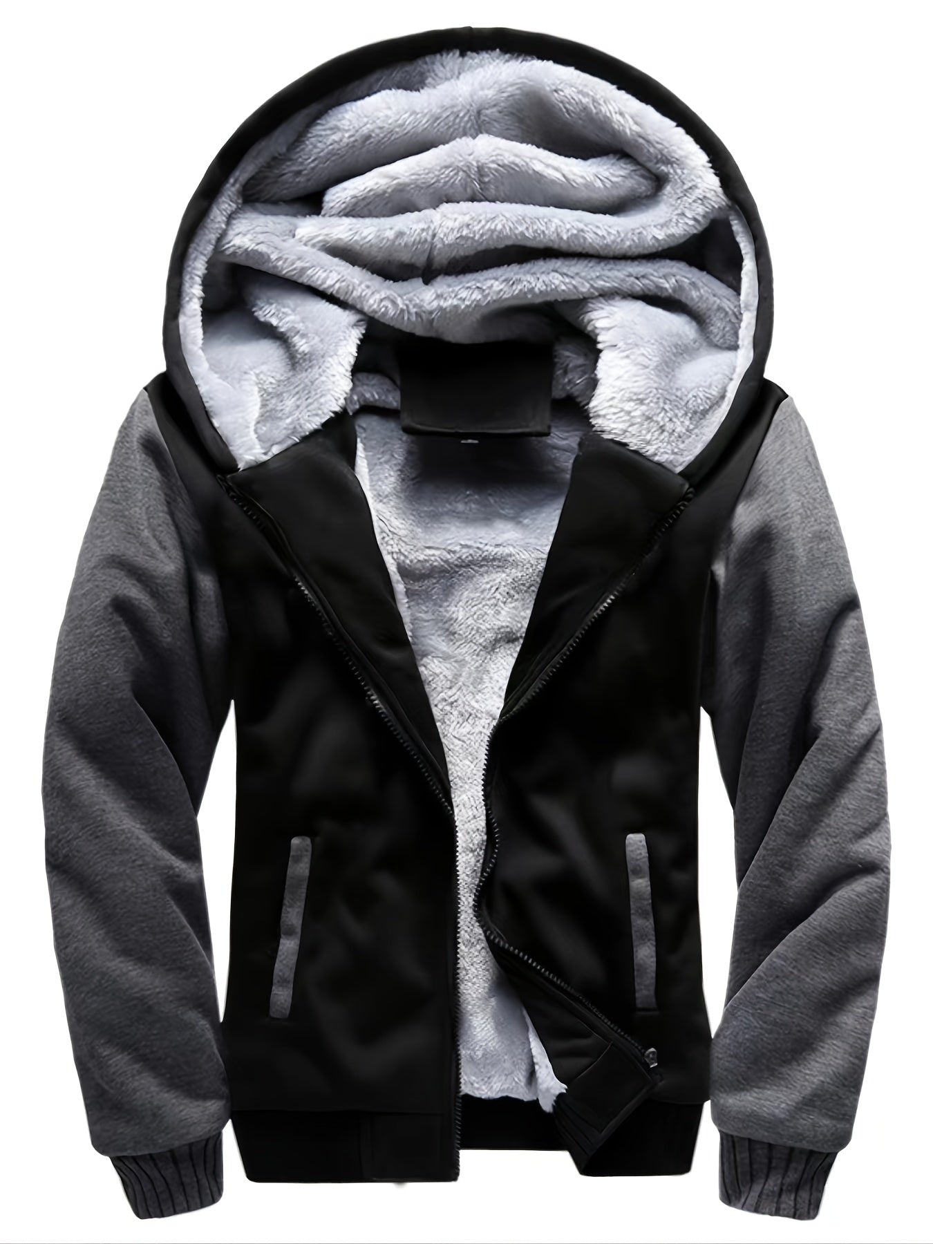 [Warm Hooded Jacket] Thick And Padded Men's Winter Warm Zip Up Hooded Jacket