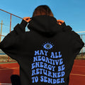 Big Eye & Sentence Print Hoodie, Casual Drawstring Kangaroo Pocket Hoodies Sweatshirt, Women's Clothing
