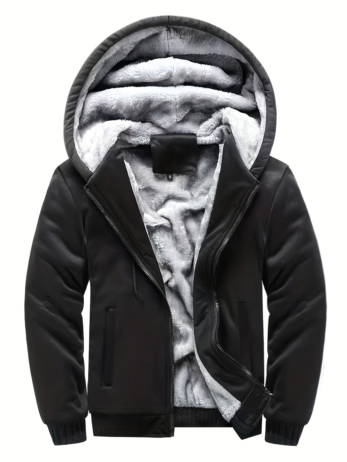 [Warm Hooded Jacket] Thick And Padded Men's Winter Warm Zip Up Hooded Jacket