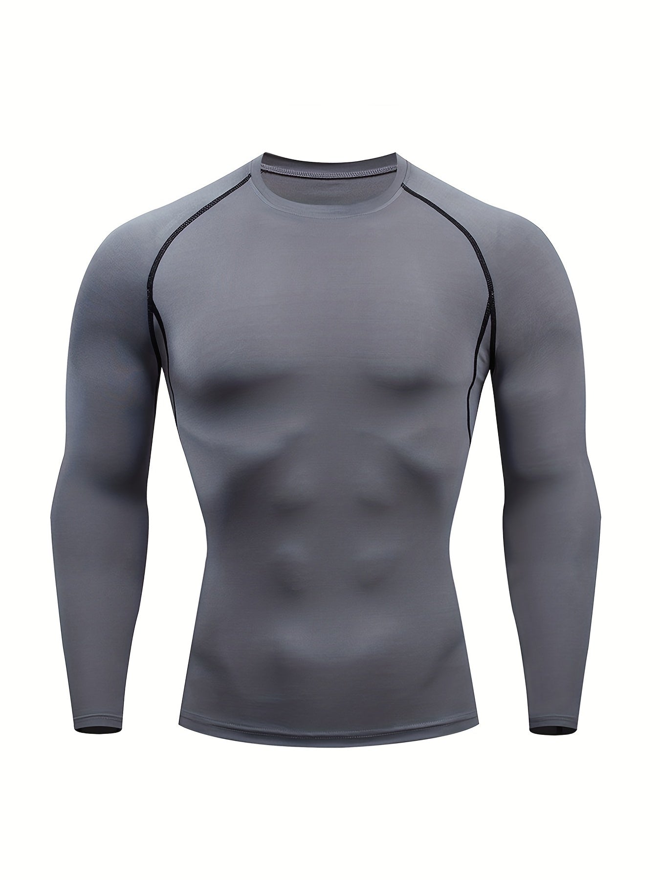 Men'S High-Stretch Sportswear | Long Sleeve Crew Neck Gym Top for Running, Training, Basketball, and More | Solid Color, Four Seasons Fit, JIIHOO Brand