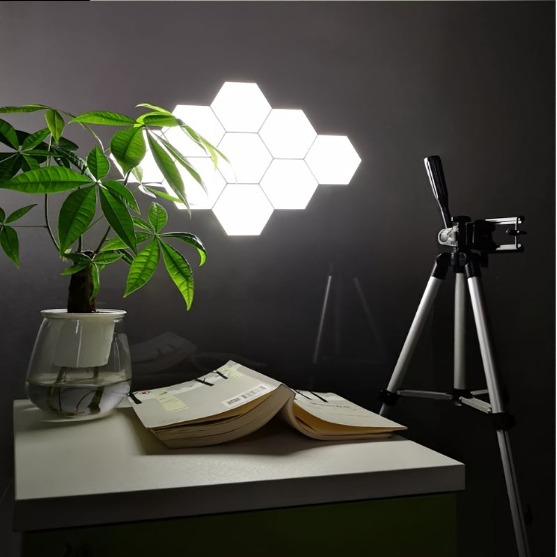 [Touch Control LED Light] 6packs Touch Control Hexagonal LED Wall Light | Neutral White Lamp, Easy To Use, Energy Efficient Night Light
