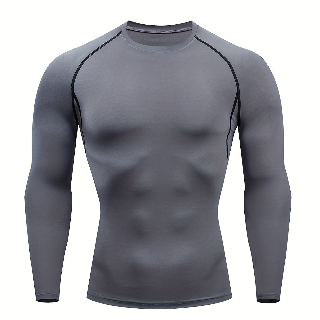 Men'S High-Stretch Sportswear | Long Sleeve Crew Neck Gym Top for Running, Training, Basketball, and More | Solid Color, Four Seasons Fit, JIIHOO Brand