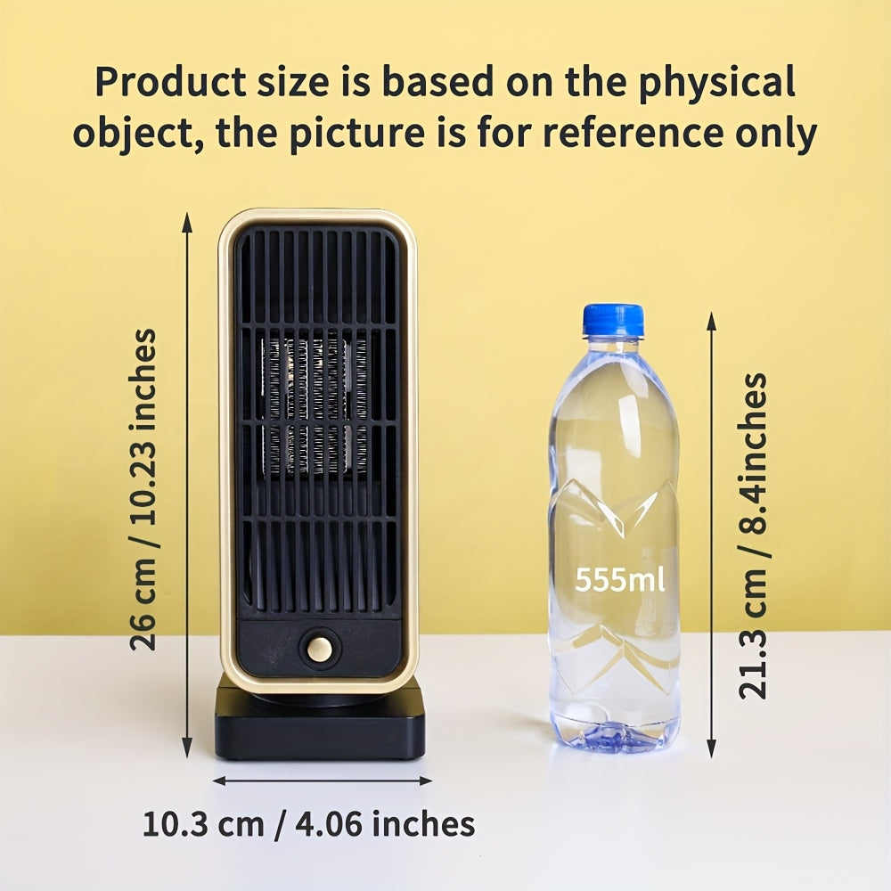 500W Portable Ceramic Electric Space Heater, Quiet, Square Shape, Tip-over Protection - 110-130V US Plug, No Energy Efficiency Rating, for Bedroom, Living Room, Office