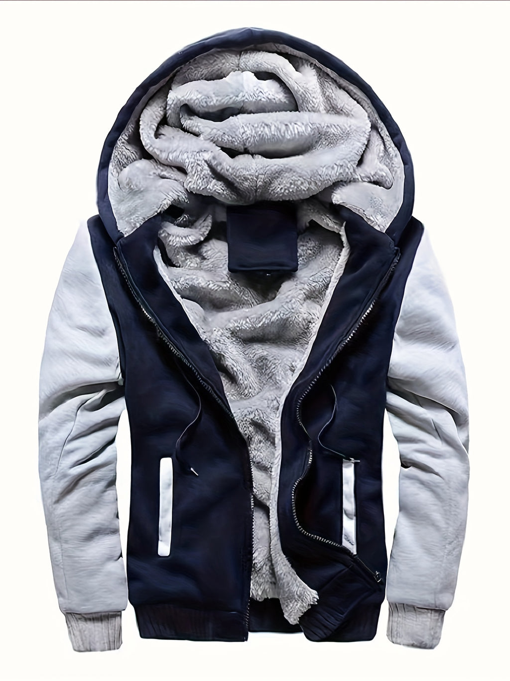 [Warm Hooded Jacket] Thick And Padded Men's Winter Warm Zip Up Hooded Jacket