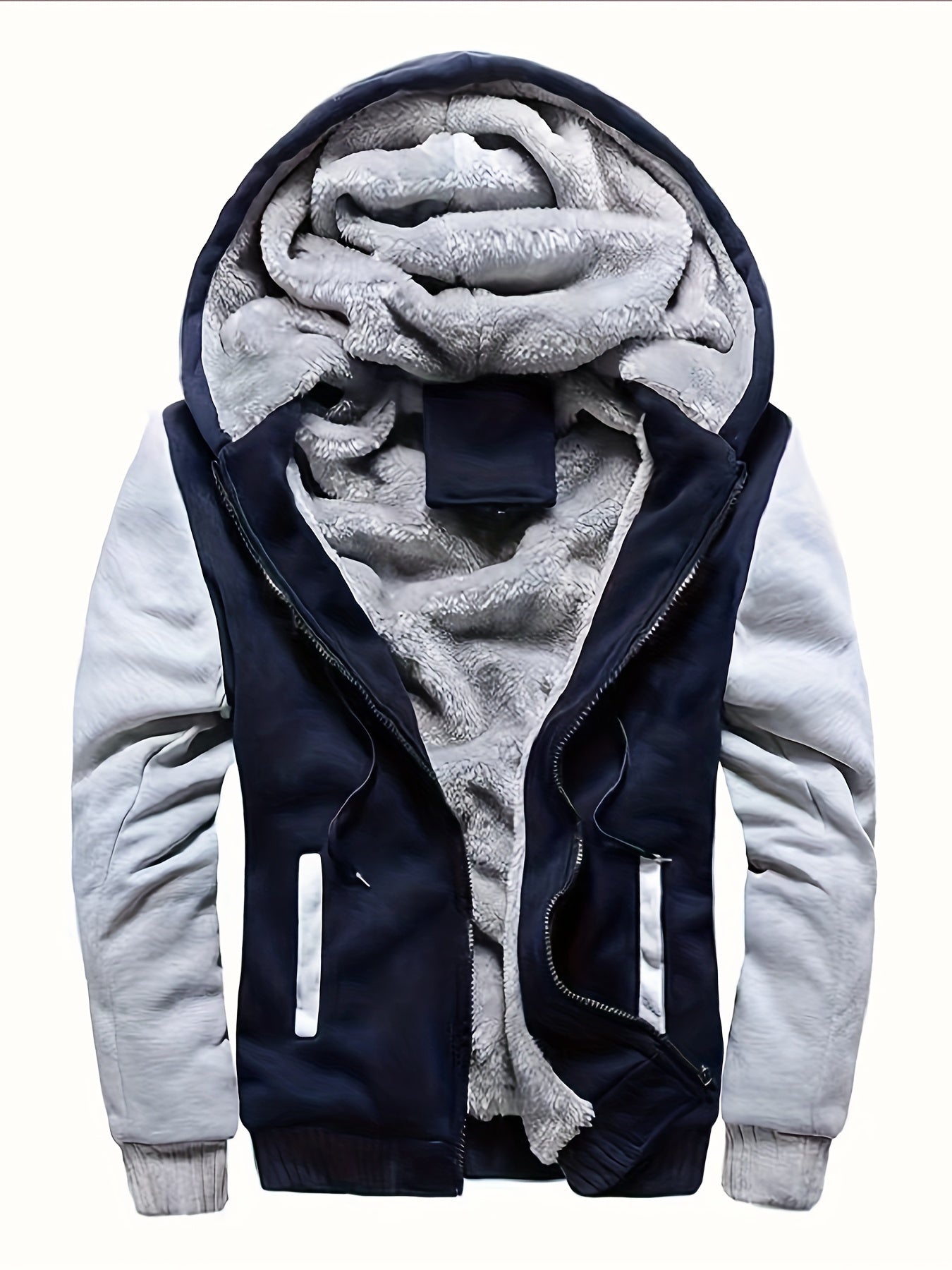 [Warm Hooded Jacket] Thick And Padded Men's Winter Warm Zip Up Hooded Jacket