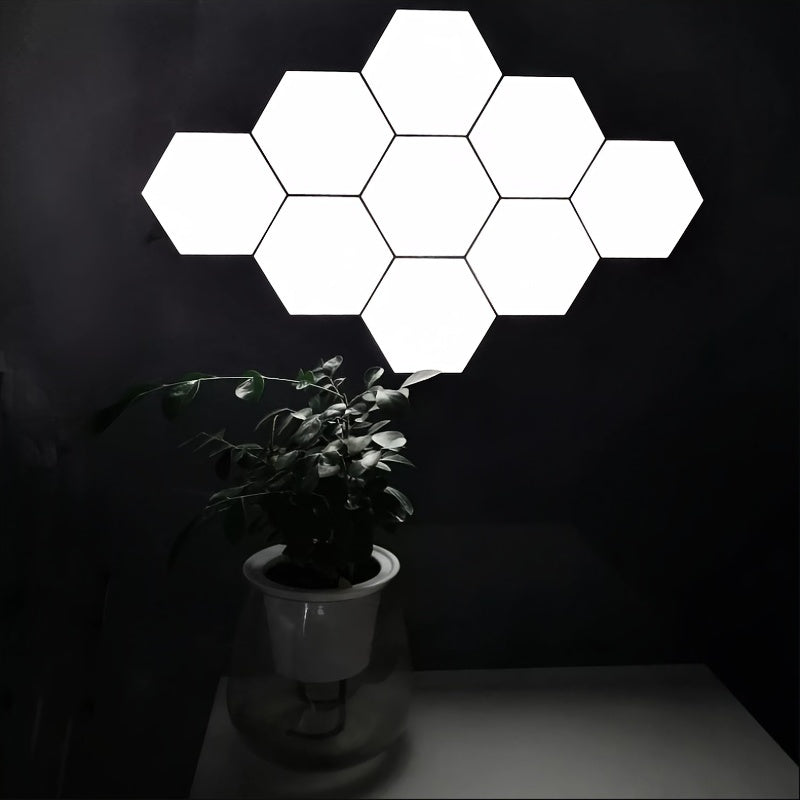 [Touch Control LED Light] 6packs Touch Control Hexagonal LED Wall Light | Neutral White Lamp, Easy To Use, Energy Efficient Night Light