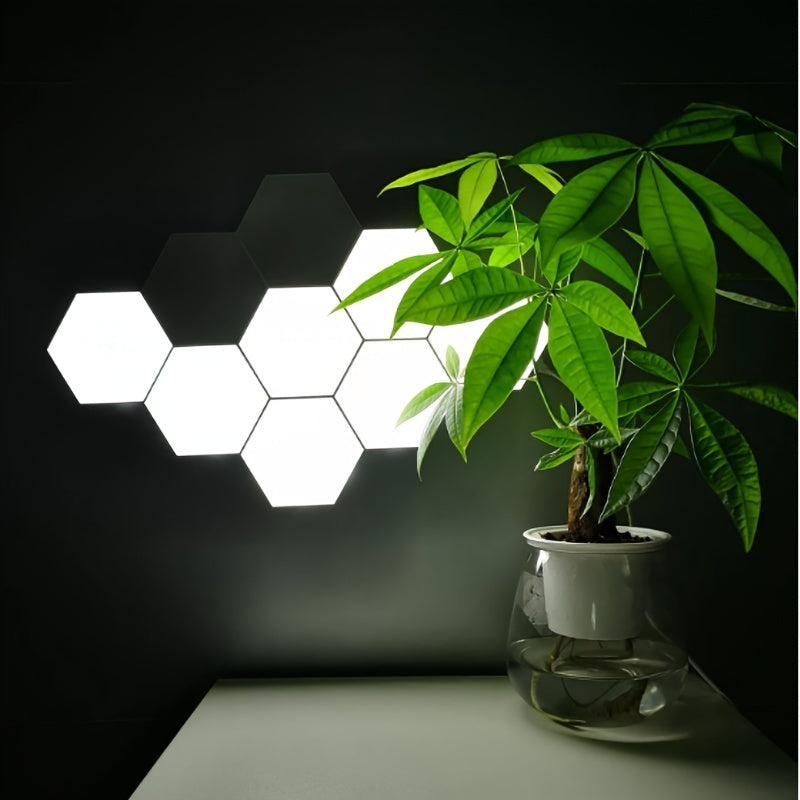 [Touch Control LED Light] 6packs Touch Control Hexagonal LED Wall Light | Neutral White Lamp, Easy To Use, Energy Efficient Night Light