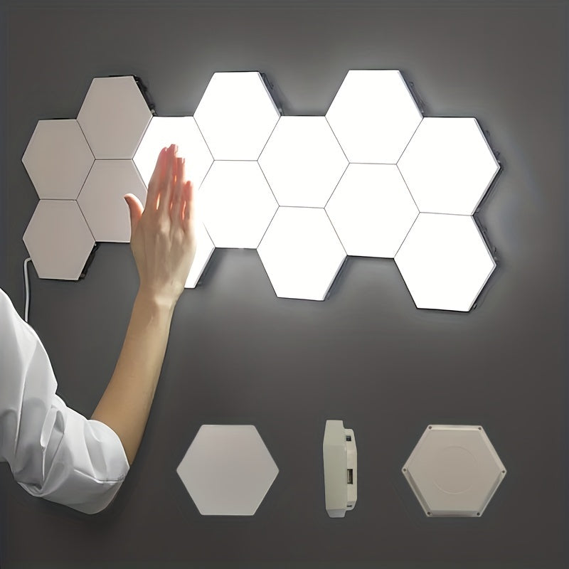 [Touch Control LED Light] 6packs Touch Control Hexagonal LED Wall Light | Neutral White Lamp, Easy To Use, Energy Efficient Night Light