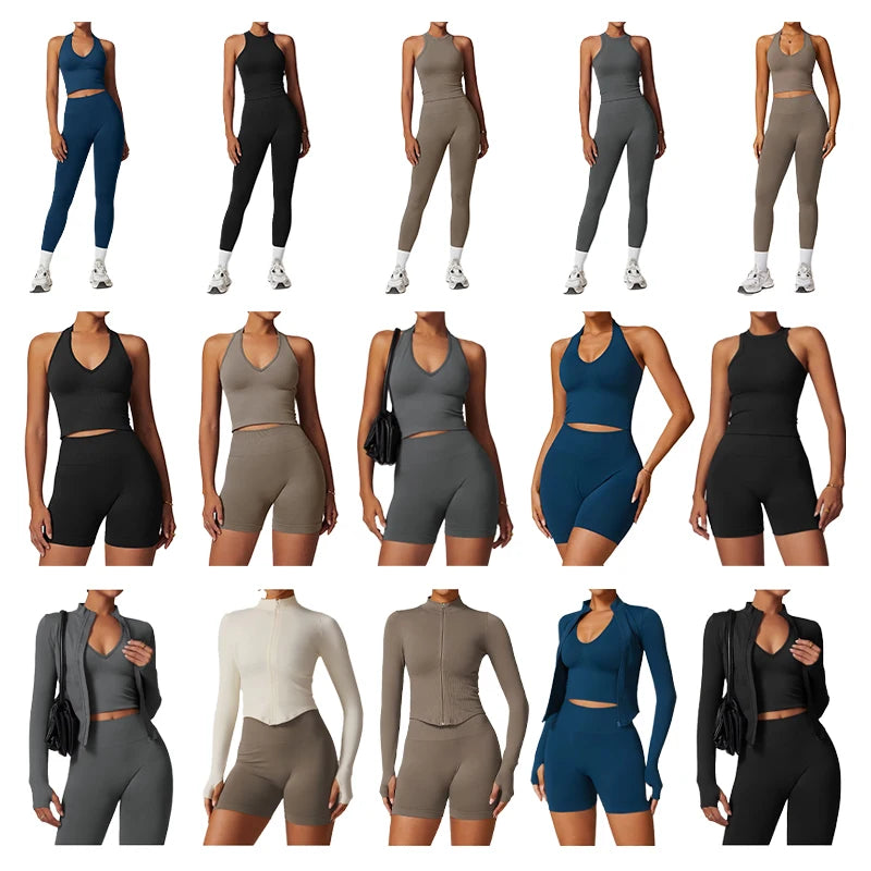 2025 Women's Latest Yoga Gym Kit Sports Bra Leggings Yoga Pants Sport Yoga Jacket Fitness Women Yoga Set