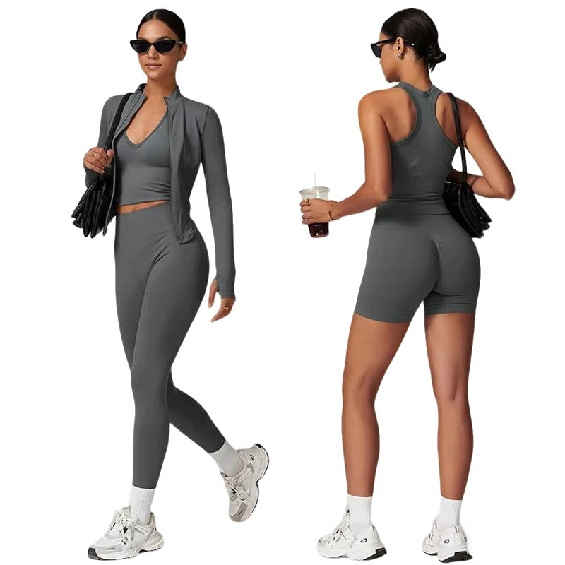 2025 Women's Latest Yoga Gym Kit Sports Bra Leggings Yoga Pants Sport Yoga Jacket Fitness Women Yoga Set