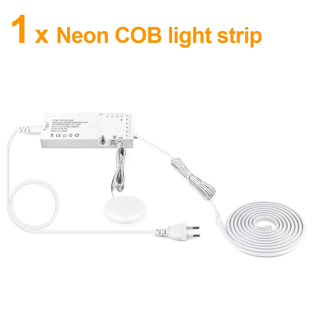 Dimmable Hand Scan Touch Sensor Neon COB LED Strip Light 24V Under Cabinet Collection Display Bookcase Wardrobe Closet Lamp Deco
