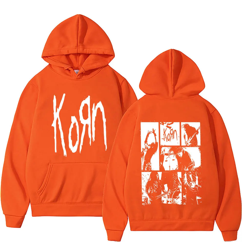 Alternative Nu Metal Rock Band Korn Double Sided Graphic Hoodie Men Gothic Vintage Pullover Tracksuit Male Fleece Cotton Hoodies