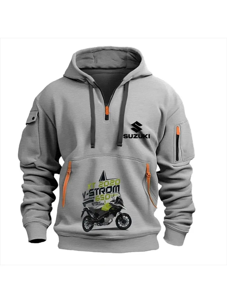 Suzuki's new men's hooded sweatshirt, outdoor sports sweatshirt, autumn and winter casual motorcycle enthusiast sweatshirt