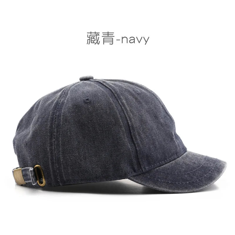 New Retro Short Brim Baseball Caps for Man Women Solid Color Adjustable Outdoor Sun Visor Hats Cotton Streetwear Hip Hop Hats