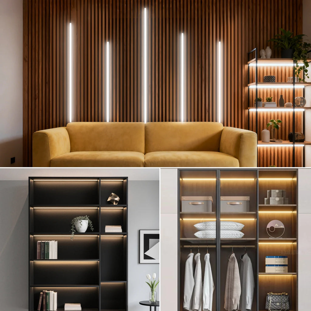 Dimmable Hand Scan Touch Sensor Neon COB LED Strip Light 24V Under Cabinet Collection Display Bookcase Wardrobe Closet Lamp Deco