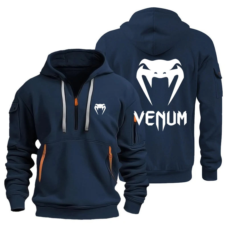 VENUM Venom Sports hooded multi-pocket zipper Jacket Fitness Running Training Casual large-sized sweatshirt Autumn and winter