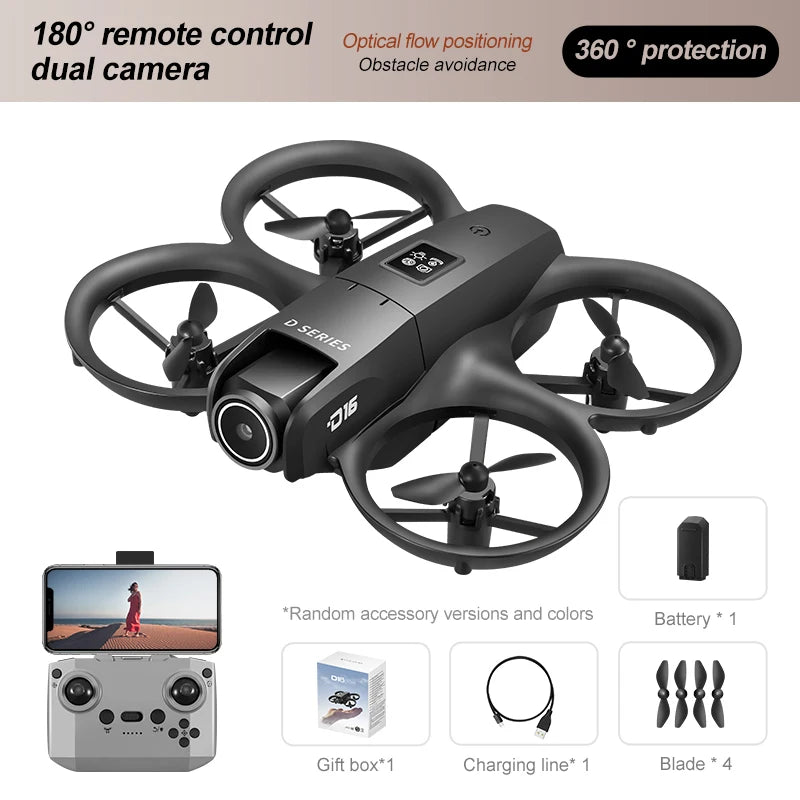 Xiaomi D16 Mini Drone 8K HD-VR Dual-camera 180 ° ESC Optical Flow obstacle avoidance Motor Drone UAV Remote Control Quadcopter