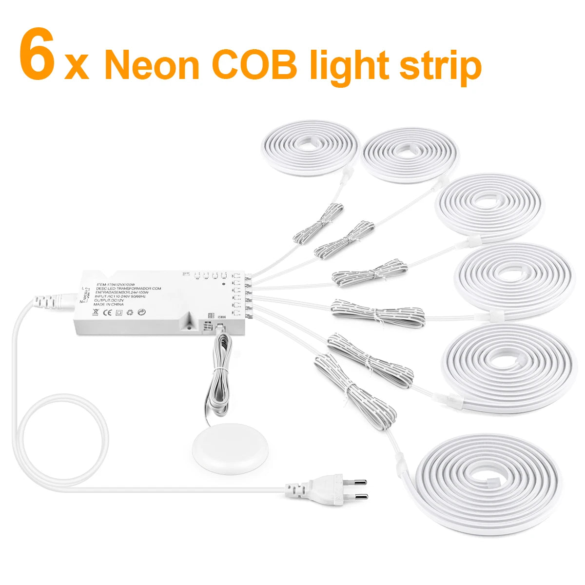 Dimmable Hand Scan Touch Sensor Neon COB LED Strip Light 24V Under Cabinet Collection Display Bookcase Wardrobe Closet Lamp Deco