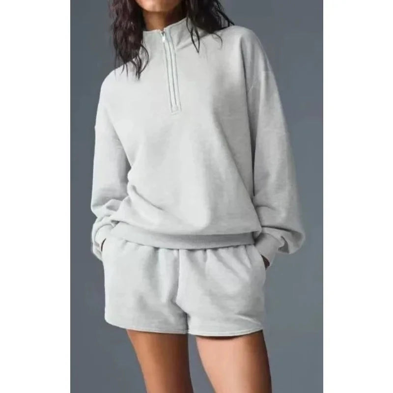 Stand-up Collar Sports Sweater Women's Autumn and Winter Fitness Yoga Clothes Long-sleeved Top Versatile Half-zipper Sweater