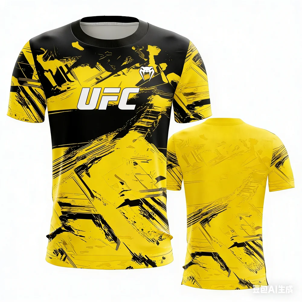 Summer Hot Selling UFC Boxing Fighting Competition Men's T-shirt Fashion Quick Drying Casual Breathable O-neck Short Sleeve Tops