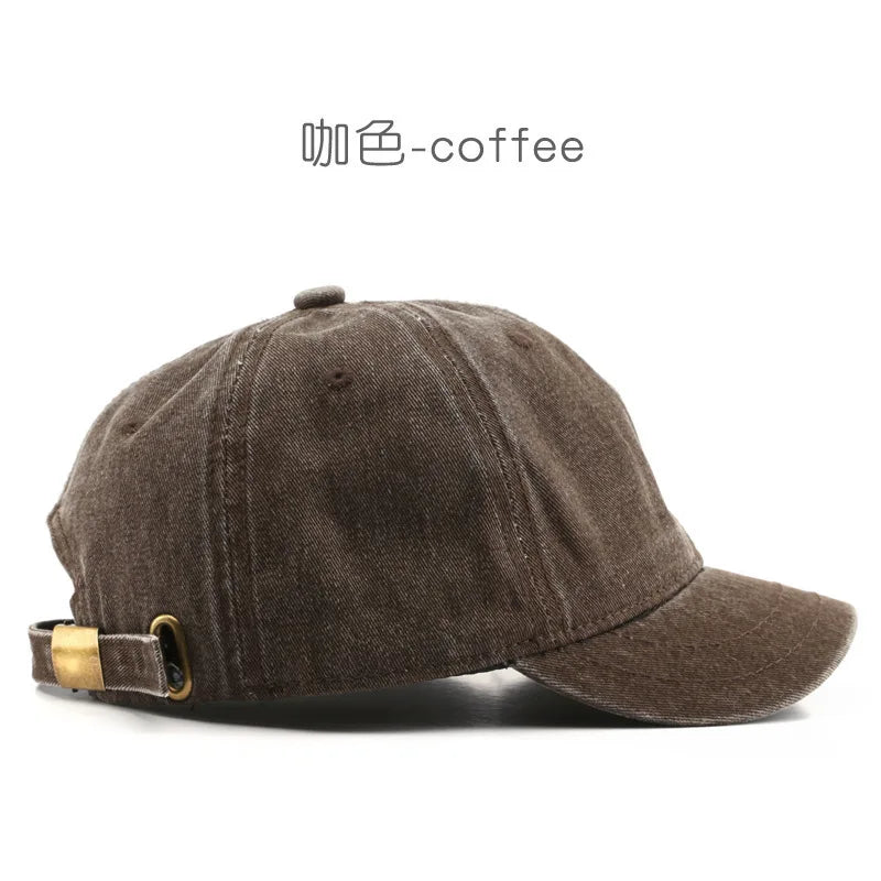 New Retro Short Brim Baseball Caps for Man Women Solid Color Adjustable Outdoor Sun Visor Hats Cotton Streetwear Hip Hop Hats