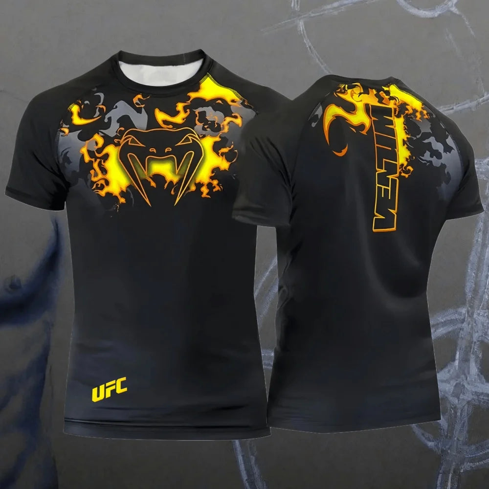 Summer Hot Selling UFC Boxing Fighting Competition Men's T-shirt Fashion Quick Drying Casual Breathable O-neck Short Sleeve Tops