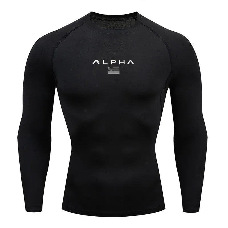Men's long sleeved fitness breathable quick drying fitness T-shirt, sportswear, outdoor sports running T-shirt