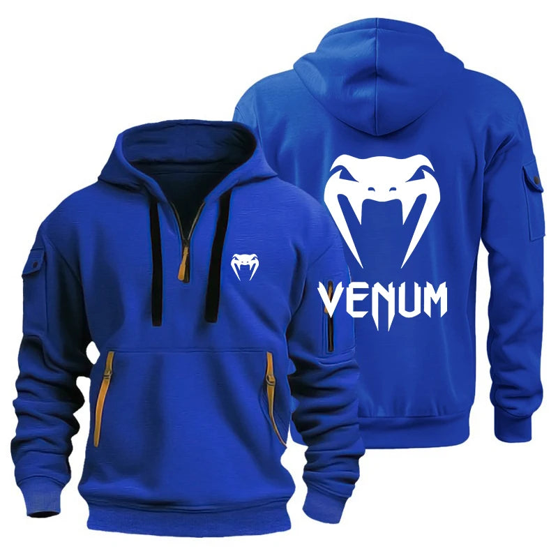 VENUM Venom Sports hooded multi-pocket zipper Jacket Fitness Running Training Casual large-sized sweatshirt Autumn and winter