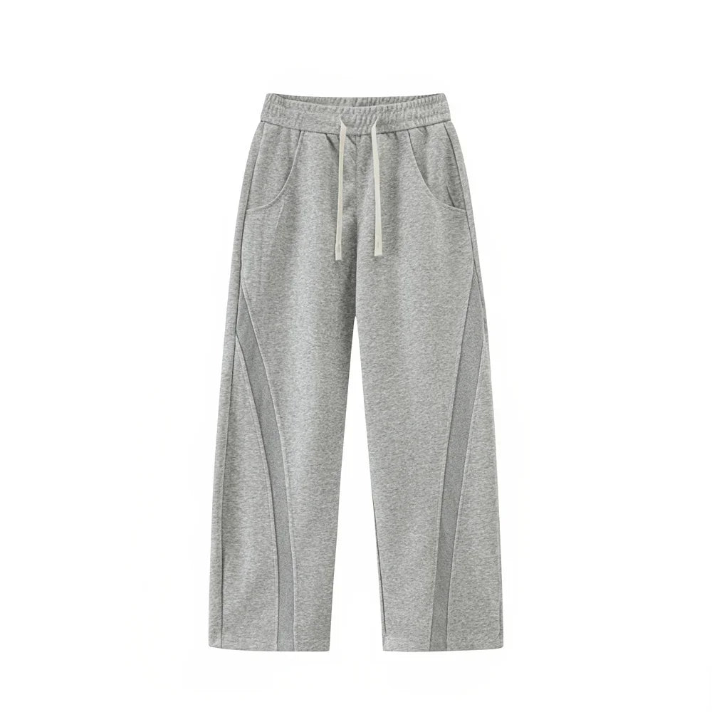 Autumn Men's Clean Fit Sweatpants Korean Bending Knife Pants Men Minimalist Straight-Leg Mid-Rise Wide-Leg Casual Long Trousers