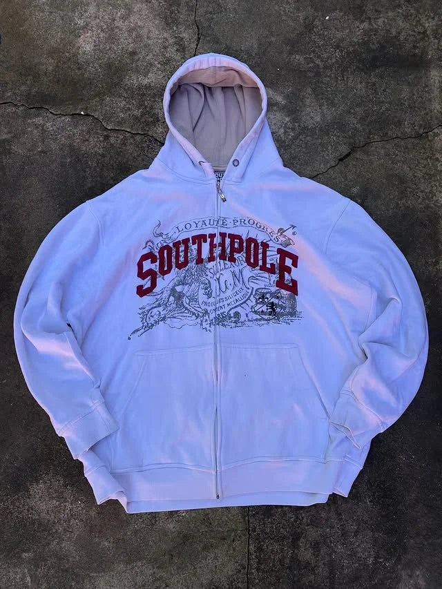Graffiti Southpole Men Zipper Hoodie Street New Sweater Hoodie Harajuku Vintage Hip Hop Casual Sports Hooded Sweater