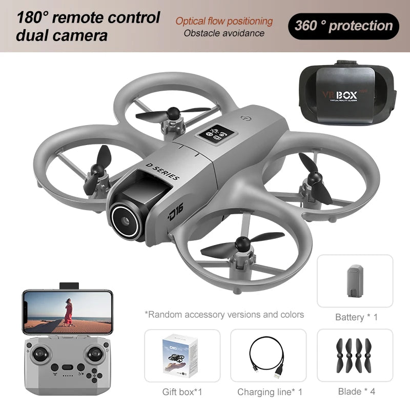 Xiaomi D16 Mini Drone 8K HD-VR Dual-camera 180 ° ESC Optical Flow obstacle avoidance Motor Drone UAV Remote Control Quadcopter