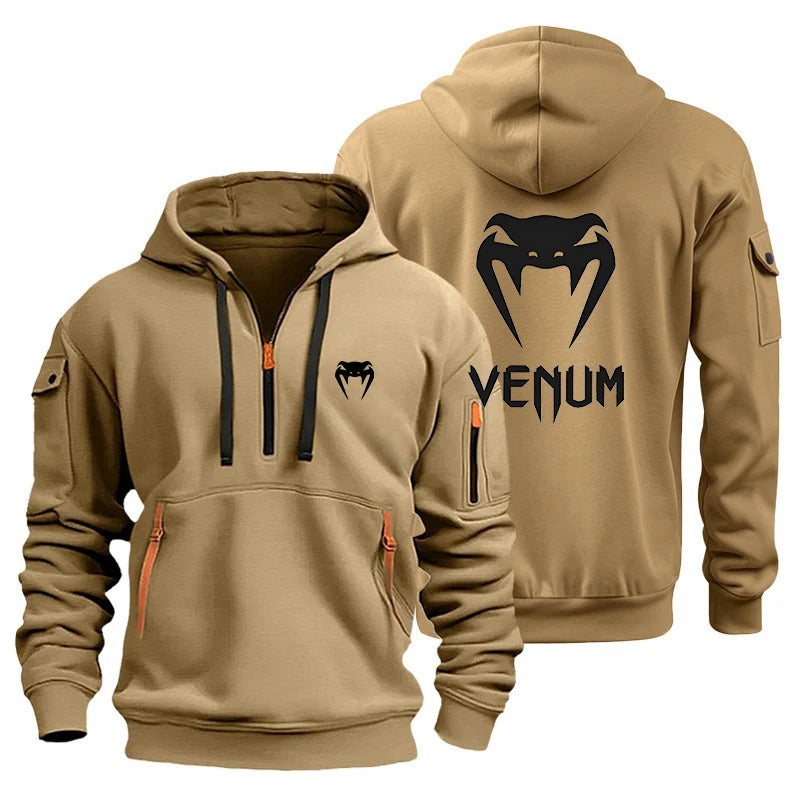 VENUM Venom Sports hooded multi-pocket zipper Jacket Fitness Running Training Casual large-sized sweatshirt Autumn and winter
