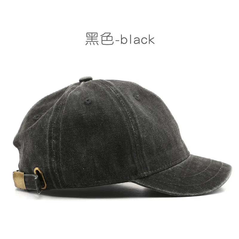 New Retro Short Brim Baseball Caps for Man Women Solid Color Adjustable Outdoor Sun Visor Hats Cotton Streetwear Hip Hop Hats