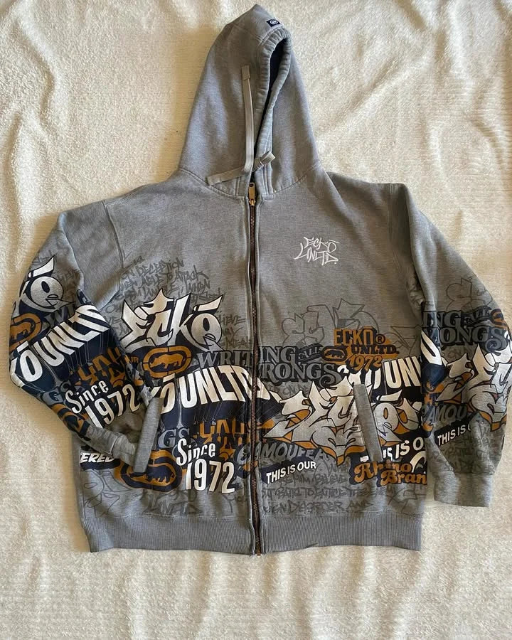 Graffiti Southpole Men Zipper Hoodie Street New Sweater Hoodie Harajuku Vintage Hip Hop Casual Sports Hooded Sweater