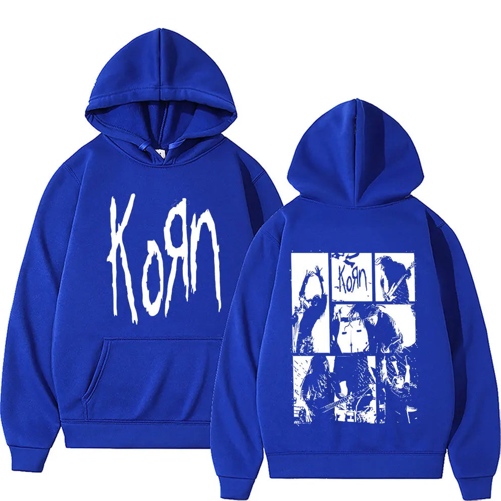 Alternative Nu Metal Rock Band Korn Double Sided Graphic Hoodie Men Gothic Vintage Pullover Tracksuit Male Fleece Cotton Hoodies