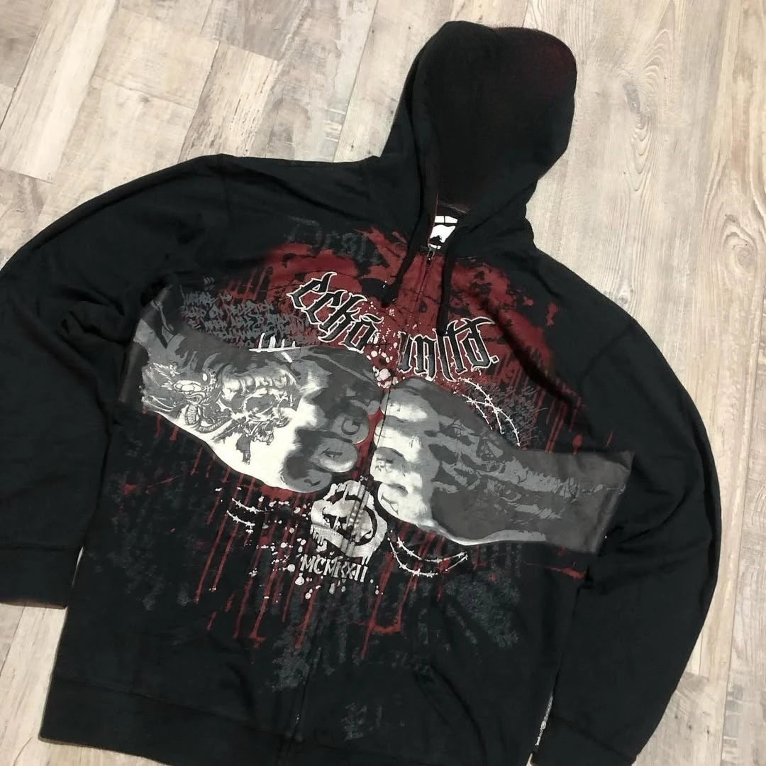 Graffiti Southpole Men Zipper Hoodie Street New Sweater Hoodie Harajuku Vintage Hip Hop Casual Sports Hooded Sweater