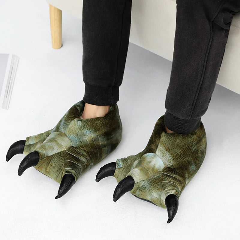 Winter Super Soft Cartoon Paw Shoes Men Plus Velvet Padded Home Cotton Slippers Comfortable Plush Cotton Slippers Men's Shoes