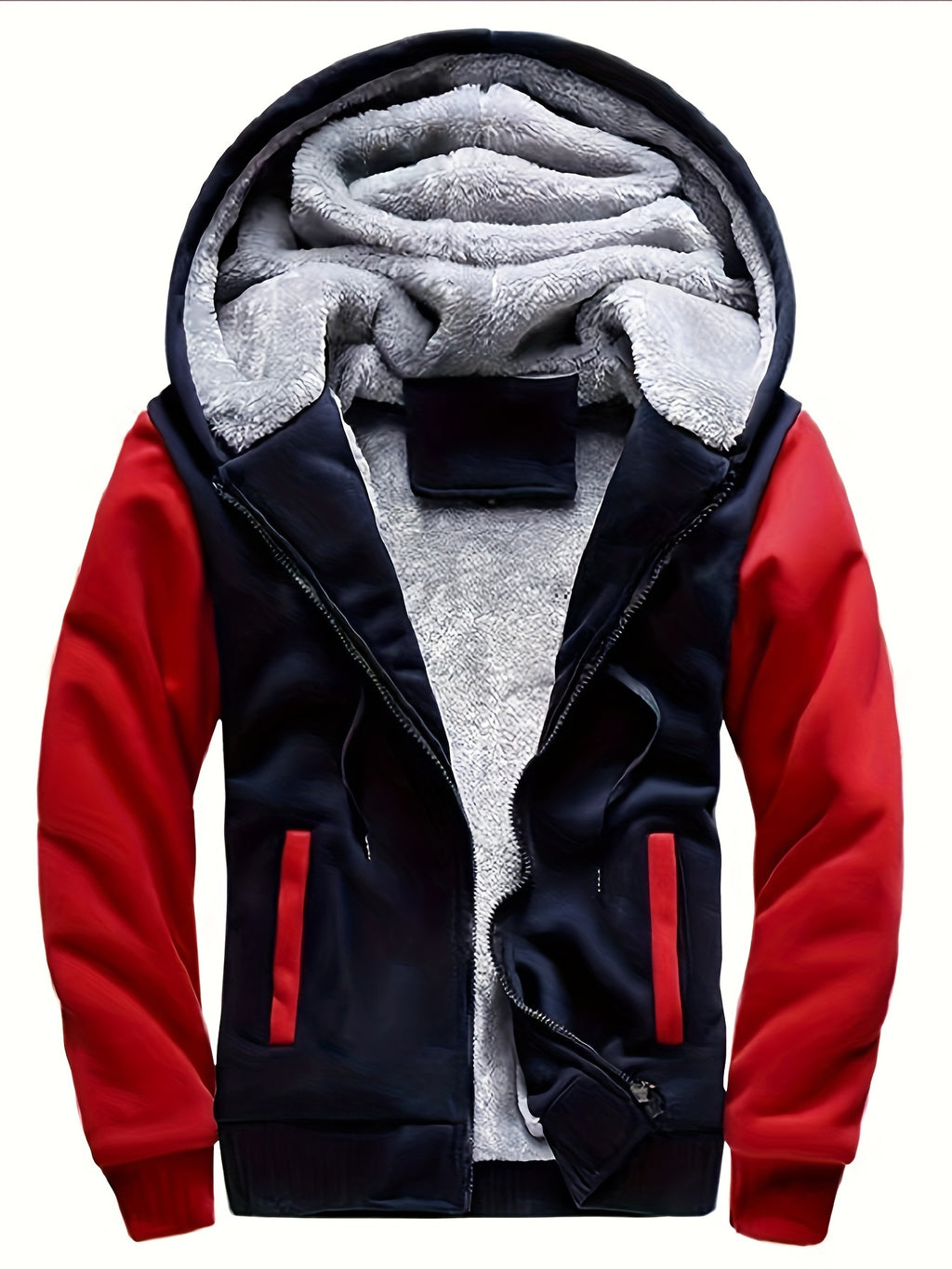 [Warm Hooded Jacket] Thick And Padded Men's Winter Warm Zip Up Hooded Jacket