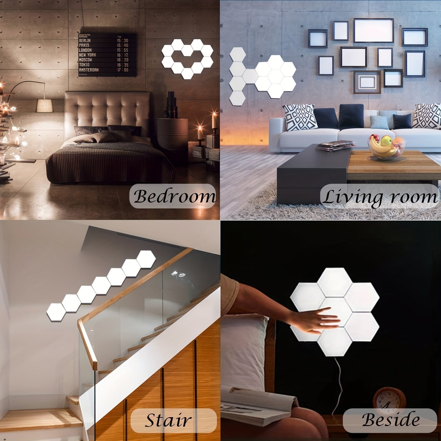 [Touch Control LED Light] 6packs Touch Control Hexagonal LED Wall Light | Neutral White Lamp, Easy To Use, Energy Efficient Night Light